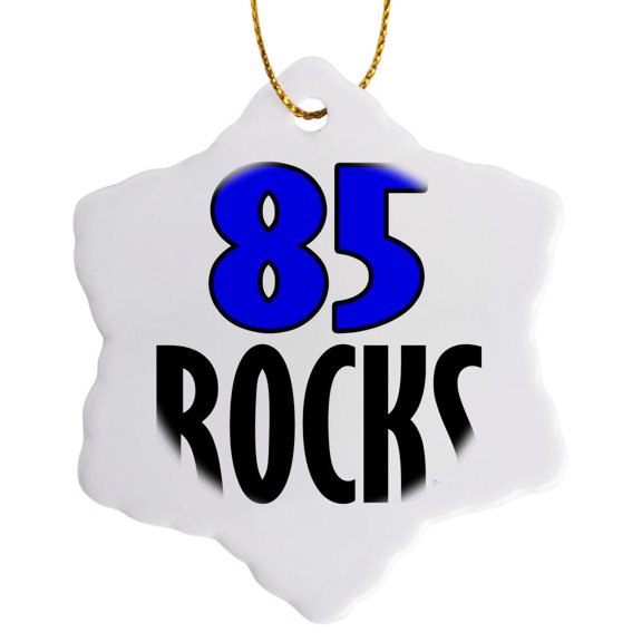 3drose, 85 Rocks. Blue., 3 inch Snowflake Porcelain Ornament