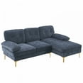 thumbnail image 1 of 85" Sectional Sofa, Modern L-Shape Modular Sectional Sofa, Three-Seat Sleeper Couch with Chenille Fabric and Metal Feet for Living Room, Apartment, Office, Gray Blue, 1 of 7