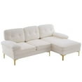 thumbnail image 1 of 85" Sectional Sofa, Modern L-Shape Modular Sectional Sofa, Three-Seat Sleeper Couch with Chenille Fabric and Metal Feet for Living Room, Apartment, Office, Beige, 1 of 7
