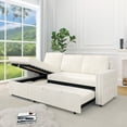 thumbnail image 1 of 85“ Sofa Bed with Pull Out Couch, 3 Seater Sleeper Sofa with Storage Chaise for Living Room, Square Handrail with Copper Nail, Chenille-Beige, 1 of 9