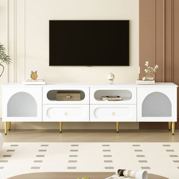 85'' Suitable Retro TV Stand with Anti - tip Protection / Ensures Safety in Living Room Use