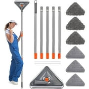 85" Wall Cleaner Mop with Long Handle , 360  Rotating Microfiber Dust Mop, 6 Replacement Pads for Wall Window Floor with 5 Extension Pole