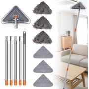 Long Handle Wall Mop 85 Inch, Wall Cleaner Ceiling Duster Extension Pole 39" to 85", 360  Rotatable Baseboard Wall Window Duster, Dry Dust /Wet Wash Cleaning Tool with 6 Replacement Chenille Pads