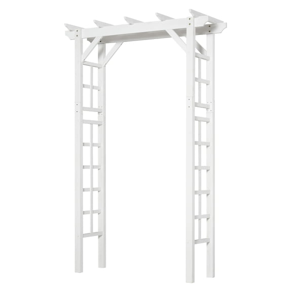 85" Wooden Garden Arbor - White Wedding Arch, Outdoor Trellis for Vines