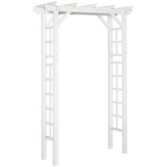 85" Wooden Garden Arbor for Wedding and Ceremony, Outdoor Garden Arch Trellis for Climbing Vines - White