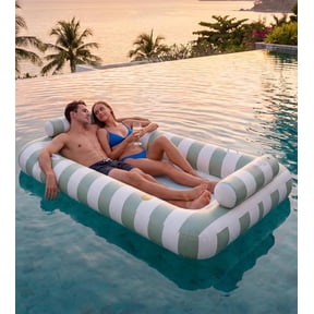 85" X 53" Extra Large 2-Person Tanning Pool Float, Inflatable Tanning Pool with Cooling Mesh Bottom, Heavy Duty Pool Floats Adult 2 Person, Suntan Tub Lounger for Lake and Beach