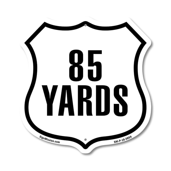 85 Yards Golf Course Running Race 5k Marathon Distance Marker 12 inch X 12 inch Shield-Shaped Rust-Free Aluminum Metal Sign Weather Resistant Made in the USA
