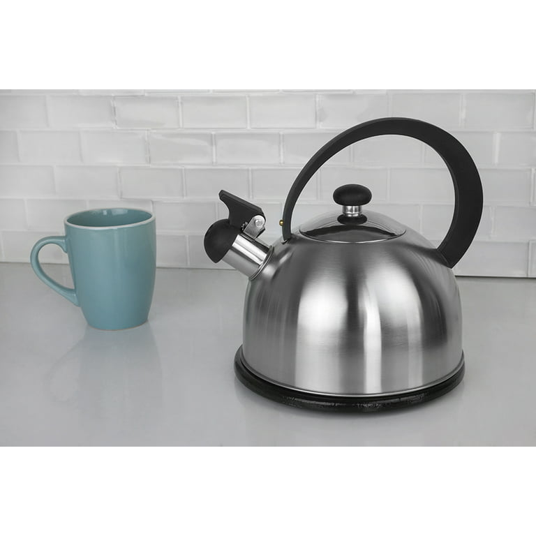 Home Basics 85 oz. Stainless Steel Whistling Tea Kettle, HYDRATION