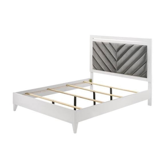 85 x 80 x 55 in. Chelsie Eastern Bed, Gray Fabric & White - King Size - Case of 2