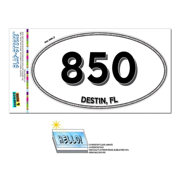 850 - Destin, FL - Florida - Oval Area Code Sticker