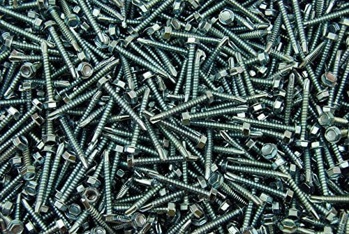 800 Pc Box - #8 X 1-1/2" Hex Washer Head Self-Drilling Tek Screws - Zinc Coated