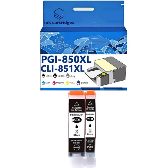 850 PGI-850XL CLI-851XL CLI 851 Ink Cartridges Compatible for Canon MG5480 5580 5680 6380 6400 6680 7180 7580 IP7280 8780 Inkjet Printers, Leak-Proof Design Crisp Printing