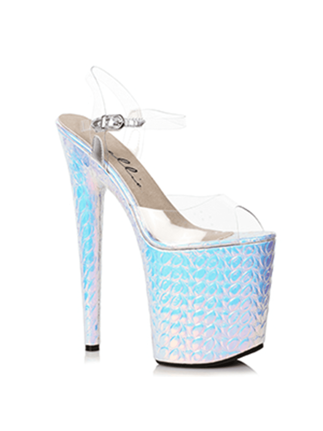 850-SUGAR, 8" Heel Hologram Sandal.