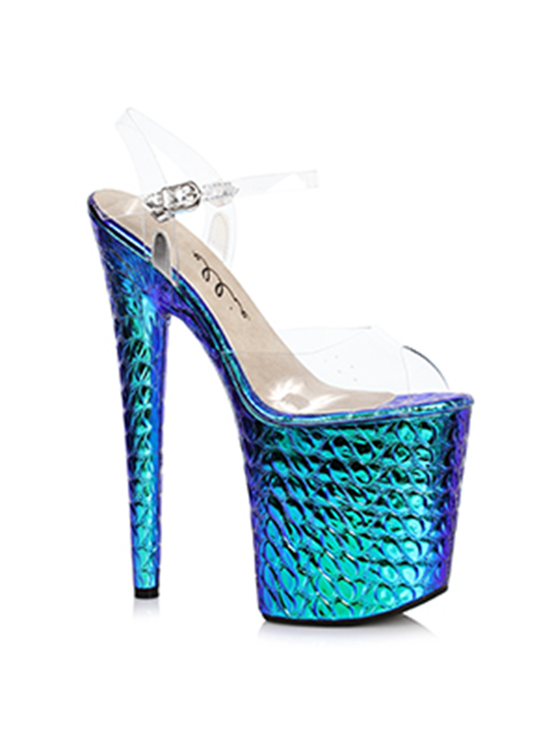 850-SUGAR, 8" Heel Hologram Sandal.