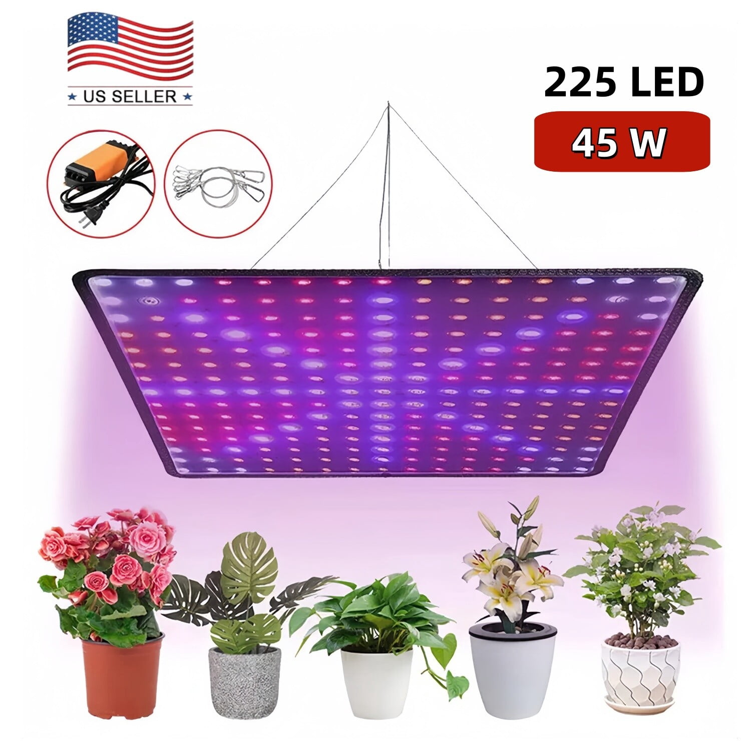 8500 W 225 LED Grow Light Panel Full Spectrum Lamp for Indoor Plant Veg ...