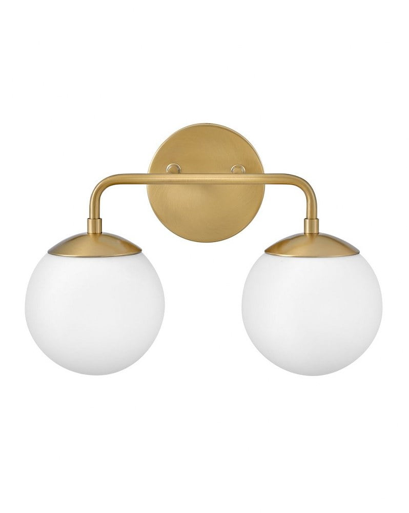 Lacquered Brass 2-Light Vanity with Etched Opal Glass Shades