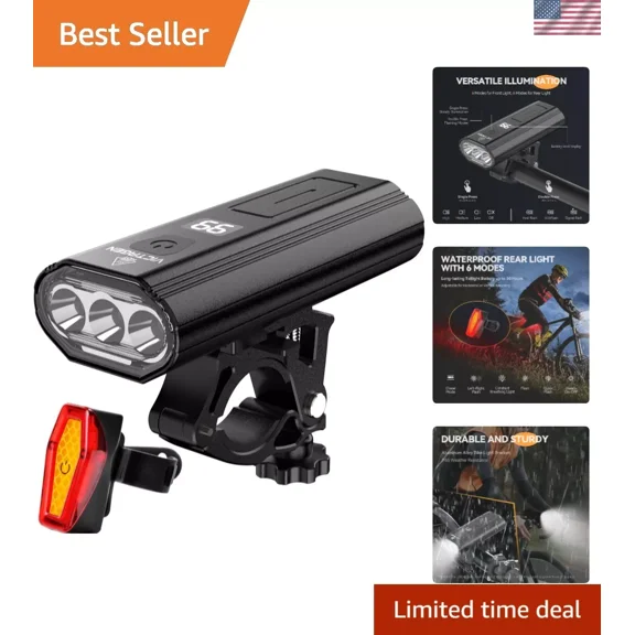 8500lm Rechargeable Bike Lights Set for Night Riding - Ensures Safety and Vis...
