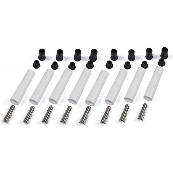 8502HT-8 White Straight Ceramic Spark Plug Boot Kit - Pack of 8