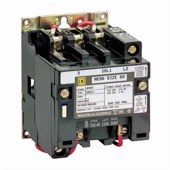 Square D 208VAC Non-Reversing Magnetic Contactor 3P 27A NEMA 1 8502SCO2V08