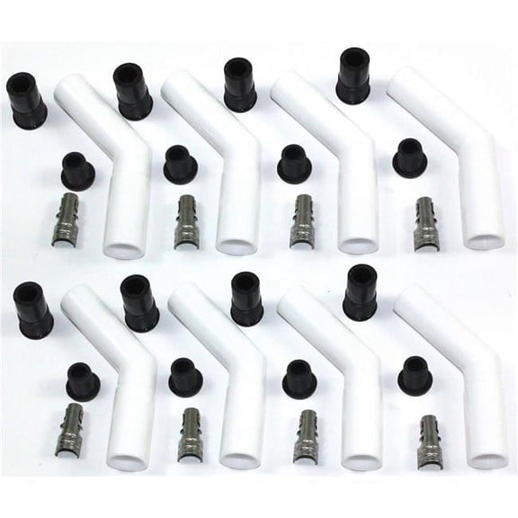 8503HT-8 White 45 deg Ceramic Spark Plug Boot Kit - Pack of 8