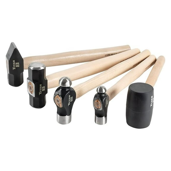 85070 5-Piece Hammer Set, Includes 16oz & 32oz Pein, 16oz Rubber Mallet, 3lb Sledgehammer & 3lb Cross Pein with Hickory Wood Handles