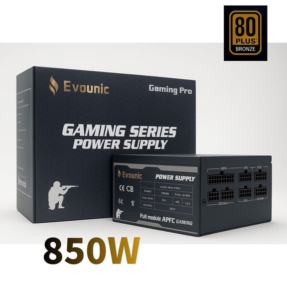 850W 80 Plus Bronze Certified ATX Power Supply  Full Modular PSU with Active PFC, Dual/Quad Core Support, SLI/Crossfire, Haswell Ready  Gaming/Desktop PC Compatible (850W Non-Modular)