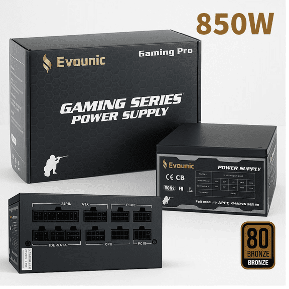 850W ATX Power Supply 80 Plus Bronze Certified, Full Modular PSU with Active PFC, SLI CrossFire Support, Haswell Ready, Gaming and Desktop PC Compatible