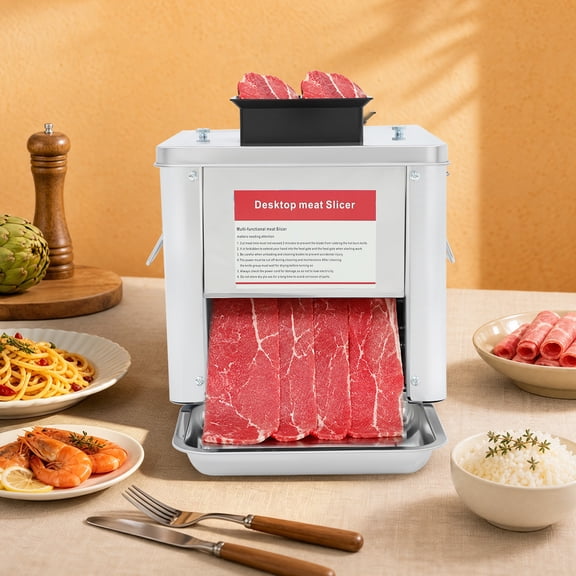 850W Commercial Electric Meat Cutter Machine, Stainless Steel Meat Slicer, Strips, Dicing Fresh Meat & Vegetables, 110V Countertop Food Cutting Machine for Restaurant Home Kitchen