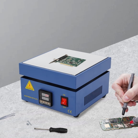 850W Electric Preheat Soldering Station Silver&Blue Soldering Hot Plate Machine with LED Display