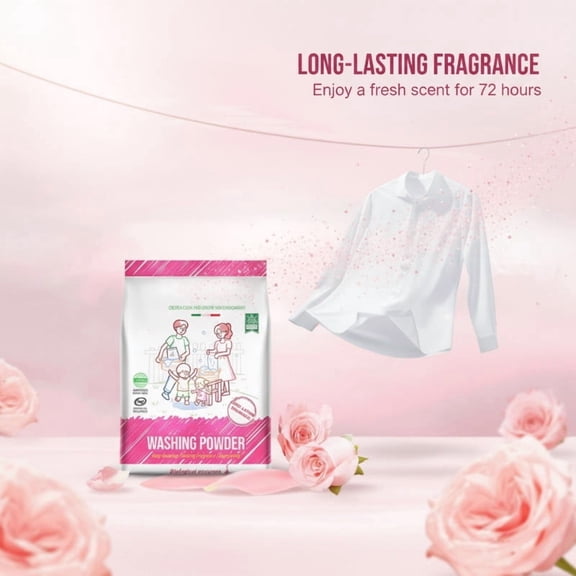 850g Rose Scent Laundry Powder,3X Stronger Cleaning Power Than Ordinary Detergent, Releases Long-Lasting Fragrance Lasting Up to 72 Hours,Ideal for Sofas, Bathroom Fabrics and Daily Household Washing