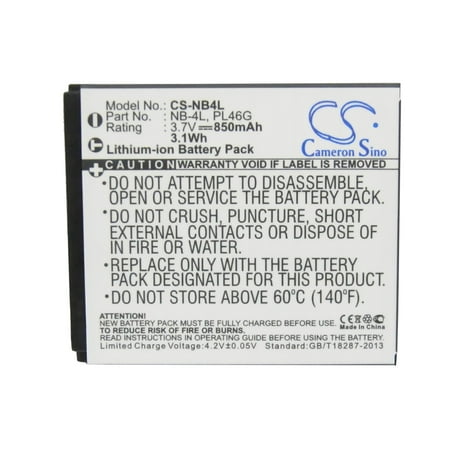 850mAh NB-4L PL46G Battery for Canon PowerShot SD430 WIRELESS Digital IXUS 60 LEGRIA Mini