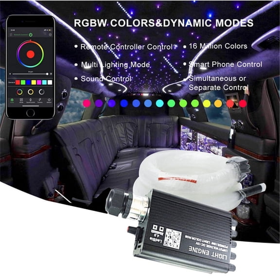 850x Fiber Optic 16W RGBW LED Car Headliner Star Light Roof Ceiling Meteor Lamp