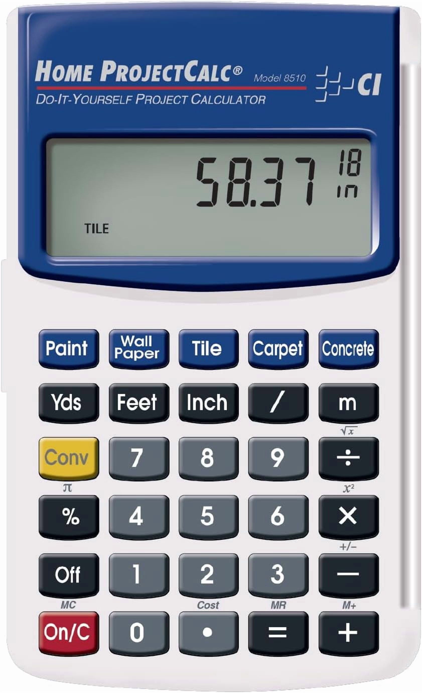 8510 Home ProjectCalc Do-It-Yourselfers Feet-Inch-Fraction Project Calculator | Dedicated Keys for Estimating Material Quantities and Costs Handymen DIYs , White Small
