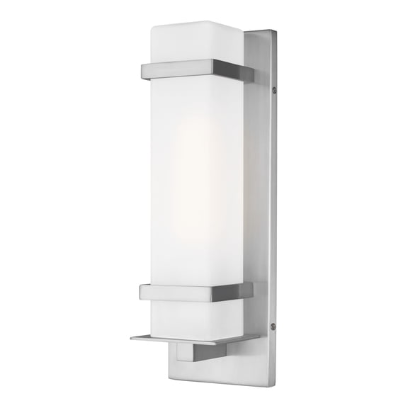 8520701EN3-04-Generation Lighting-Sea Gull Lighting-Alban-1 Light Small Outdoor Wall Lantern in Modern Style-4.5 Inch wide by 14 Inch high-Satin