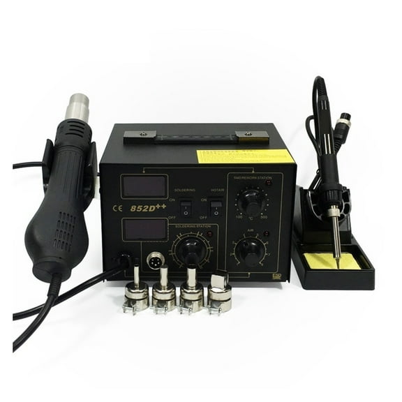 852D++ Hot Air Rework Station Soldering Station BGA De-Soldering 2 In 1 With Supply Air Gun Rack ,High Temperature Resistant