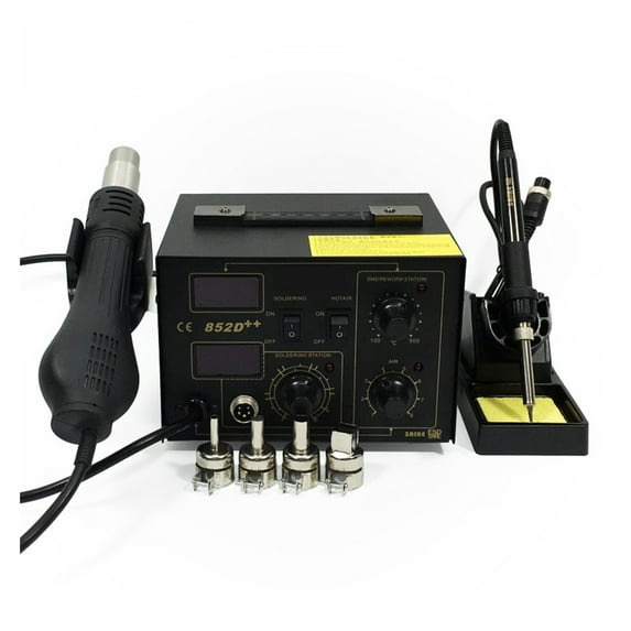 852D++ Standard Rework Station Soldering Iron Hot Air Rework Station Hot Air Gun Soldering Station ,Fast Heating and Auto Hibernate