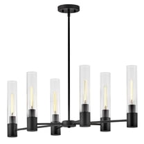 85406BK Lark Shea - 48W 6 LED Small Linear Chandelier In Modern Style-13.5 Inches Tall and 34 Inches Wide-Black Finish