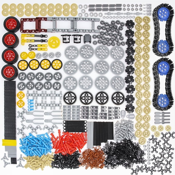 854pcs Technic Parts and Pieces Set: Gears, Axles, Pins, Connectors, Differential, Tracks, Shock Absorbers, etc. Compatible with Major Brands. Toy Building Block for MOC Technical Accessories kit.