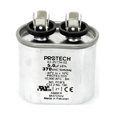 OEM Rheem Ruud Protech Round Run Capacitor – 7.5 UF, 370 Volt (43-100509-42 / 43-21298-42)