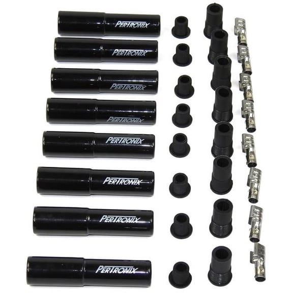 8562HT-8 Black Straight Ceramic Spark Plug Boot Kit - Pack of 8