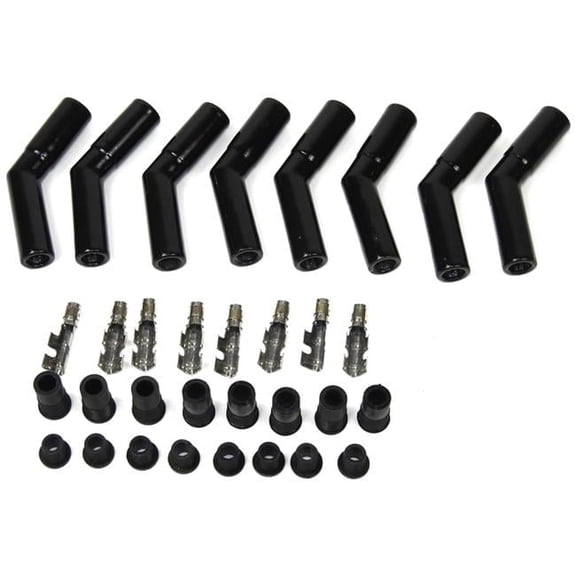 8563HT-8 Black 45 deg Ceramic Spark Plug Boot Kit - Pack of 8