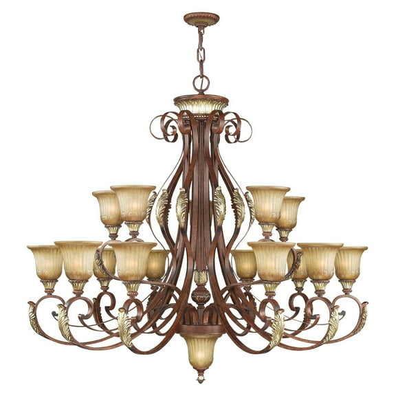 Livex Lighting Villa Verona Chandelier in Verona Bronze with Aged Gold Leaf