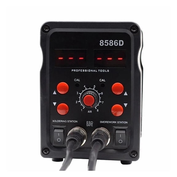 8586D 2-in-1 Soldering Rework Station, Digital Hot Air & Iron Tool