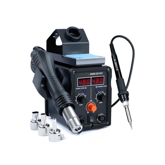 8586D 780W 2-in-1 Rework Station, Fast Heating Solder Iron & Hot Air ,Repair Gear