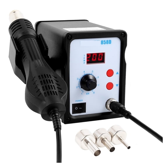 858D Digital Hot Air Rework Station Kit, SMD Heat Gun with 3 Nozzles