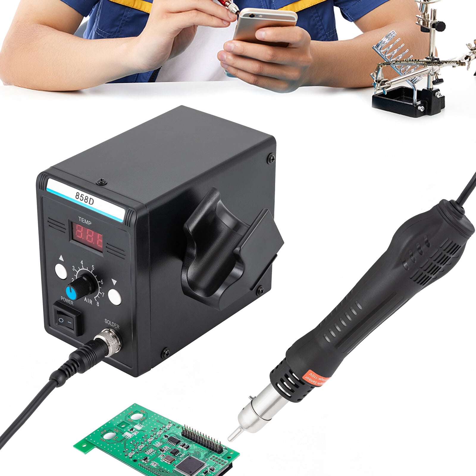 Rolling Rework Tool PEAKORA858D Hot Air Gun SMD Electric Rework Soldering Station ...