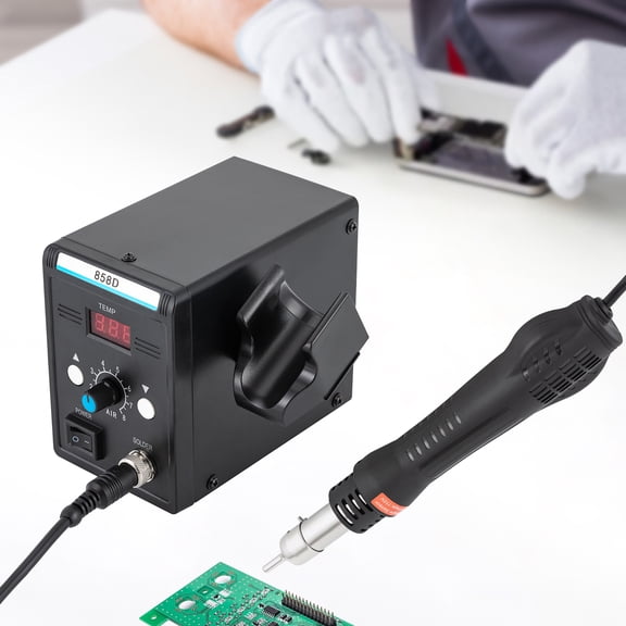 858D Hot Air Rework Station with Digital LED Display, Adjustable Temperature & Airflow, 700W SMD Desoldering Tool for Electronics Repair & Soldering