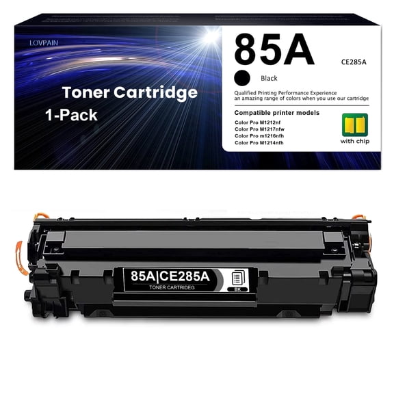 85A | CE285A 1 Pack Black Toner Cartridge Compatible for Pro P1102w P1102 P1109w P1005 P1006 M1132 Pro M1212nf M1217nfw M1214nfh m1216nfh M1213nf M1219nf MFP Toner Printer