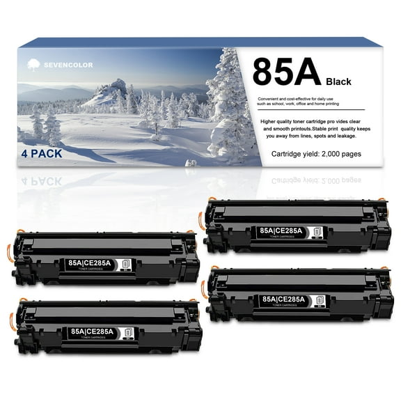 85A | CE285A Black Toner Cartridge-Compatible CE285A Replacement for HP Pro P1102w M1212nf M1217nfw P1109w Printers, 4 Pack