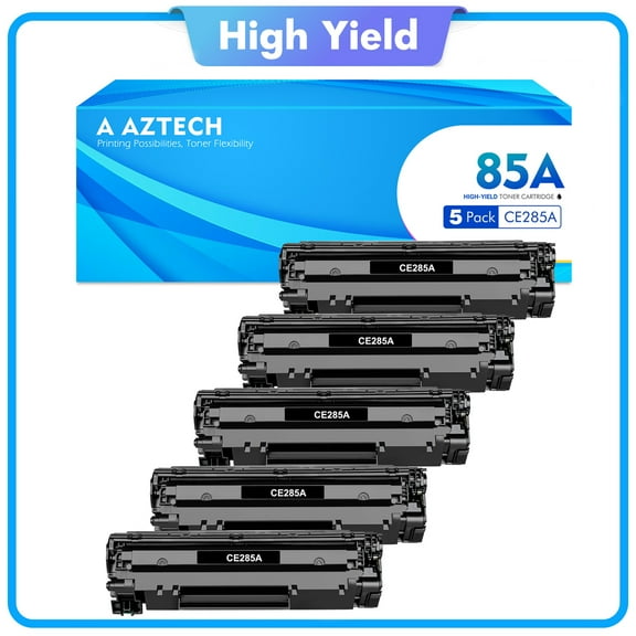 Aztech 85A Compatible 85A Toner Cartridge Black for HP 85A CE285A CE285D 285A Laserjet Pro P1102w M1212nf MFP P1102 M1217nfw 1102w P1005 M1132 M1210 M1212 P1006 Printer Ink (5-Pack | CE285AT1)
